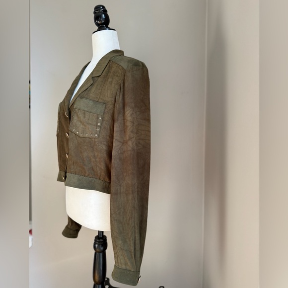 Dorothy Schoelen Platinum 80s Vintage Suede Sheer Green Tie Dye Effect -L - Picture 9 of 15